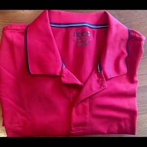 IZOD polo shirt, red IN color and is XXL